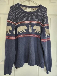 Old Navy Sweater Adult Large Crewneck Cable-Knit Cotton Navy Blue Mens L - Picture 1 of 10