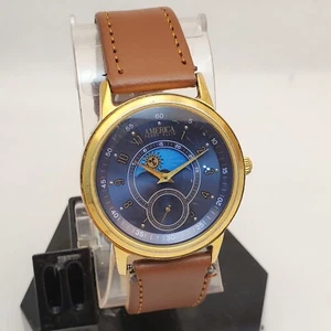 AMERICA PERRY ELLIS APE1283 MOONPHASE WATER RESISTANT MEN'S WATCH NEW BATTERY - Picture 1 of 10