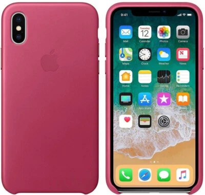 GENUINE / OFFICIAL APPLE IPHONE X PLUS LEATHER CASE - PINK FUCHSIA - Immagine 1 di 4