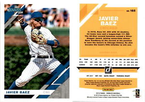 Javier Baez 2019 Donruss Baseball Card 165  Chicago Cubs
