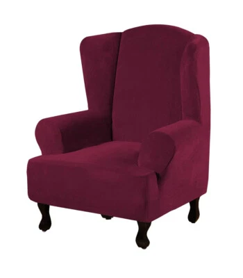 Cubierta de silla de ala de terciopelo elástico alto antideslizante para sillón Foto 1 de 4