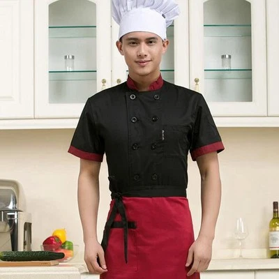 Chef Jacket Coat Chef Uniform Kitchen Men Short Sleeve Cooker Work Restaurant - Image 1 of 4