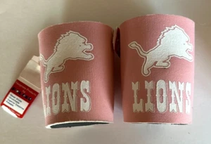 Detroit Lions Pink Koozie Cooler Neoprene Can Bottle Beer NFL (Lot of 2) - Picture 1 of 2