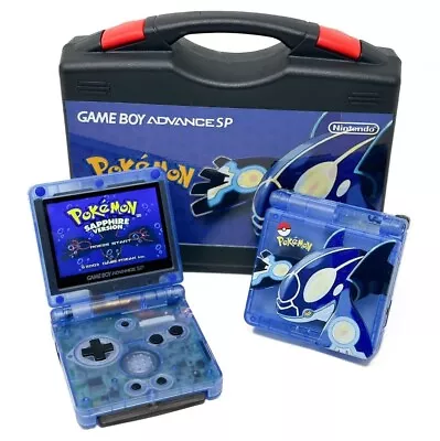 Nintendo Game Boy Advance SP System GBA SP IPS LCD 101 POKEMON UV Printed KYOGRE - Image 1 of 4