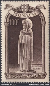 TIMBRE MONACO 100 F BRUN LILAS FONCE N° 364 NEUF ** GOMME SANS CHARNIERE - Picture 1 of 2