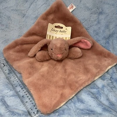 Linzy Baby Mauve pink/beige plush bunny rabbit Baby Security Blanket — 第 1/2 张图片