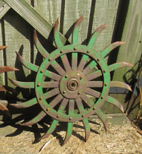 JOHN DEERE Rotary Hoe Wheel 20" Sunflower Yard Art, Farm, Original JD Green