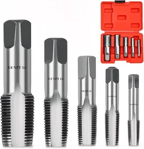 5pcs NPT Pipe Tap Set Drill Bits Series Set Tool 1/8", 1/4", 3/8", 1/2", 3/4" - Picture 1 of 14
