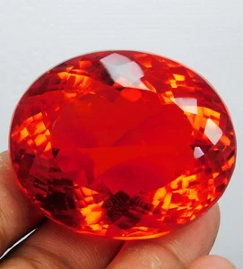 395.00 Ct Certified Natural Mexican Fire Opal Red Orange -Oval Cut Gemstone K176 - Picture 1 of 8