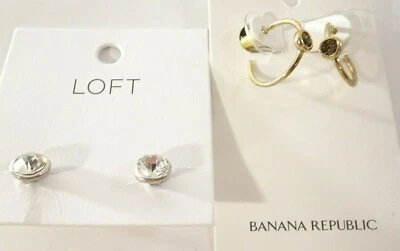 Banana Republic Women's Hoop Stone and Ann taylor Solitaire Earrings NWT 60 Set  Foto 1 de 4