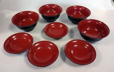 Antique Japanese Lacquerware Set of Four Bowls with Lids/Trays