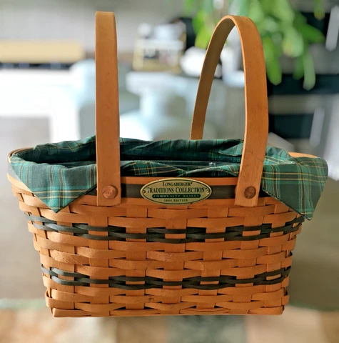 LONGABERGER 1996 Traditions Collection LG Community Basket w/Liner & Protector Cover