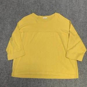 J Jill Womens Large Linen Blend Lightweight Blouse Shirt Top Yellow - Picture 1 of 7