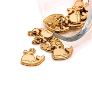 4, 20 or 50 BULK pcs Pink and White Cute Whale Charms - US Seller - PK539 - Picture 1 of 4