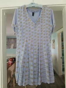 Sacred Threads Tunic Mini Dress Women Small/Med Blue Embroidered Tie Back Boho - Picture 1 of 5