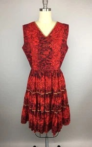 Vestido Hawaiano Rojo De Colección Años 50 con Oro Ric detalle Rac - Imagen 1 de 7