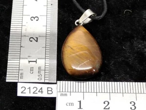 Pendentif "goutte" en OEIL DE TIGRE + cordon reglable mineraux reiki collier - Picture 1 of 4