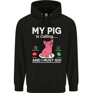 My Pig is Calling and I must Go Funny Farming Childrens Kids Hoodie - Picture 1 of 3