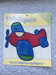 Fabliqués Little Kid’s Airplane Sew On Appliqué 8”x8” Primary Colors Quilt Wall - Picture 1 of 6
