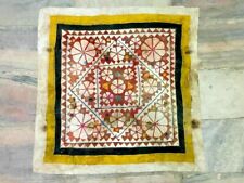 OLD VINTAGE INDIAN TRADITIONAL HAND PATCH FLORAL TAPESTRY WORK BIG SATIN CLOTH