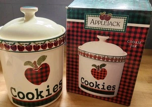 New Vintage Applejack Ingleman Designs Cookie Jar Apple Plaid Gingham - Picture 1 of 10