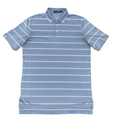 RLX Ralph Lauren Men’s Blue White Green Striped Golf Polo Size M NWOT Deadstock - Image 1 of 4