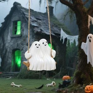 Aesthetic Ghost Statue Pendant Cute Ghost Swing Decoration  Flowerpot - Picture 1 of 12