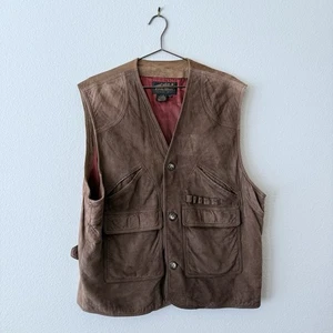 Eddie Bauer Weste Herren XL groß braun Wildleder Leder Outdoor Jagd - Bild 1 von 8