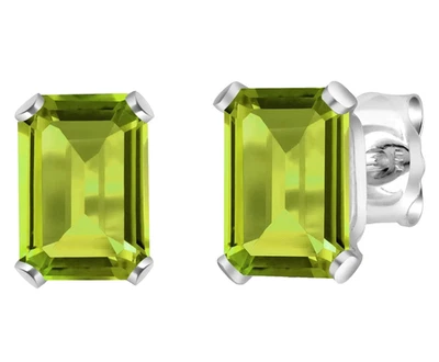 925 Sterlingsilber 1.10 Karat Smaragd Schliff Grün Peridot Damen Ohrstecker - Bild 1 von 4