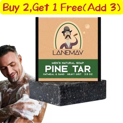 All-Natural Soap Bars for Men, , Pine Tar Soap for Acarid Removal, 1Pcs