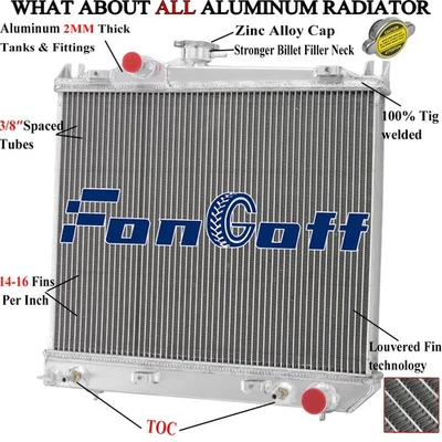 2 ROW Aluminum Radiator FIT 1987-1991 Dodge Dakota 2.2L/2.5L/3.9L L4 1988 1990 - Image 1 of 4