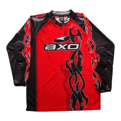 Vintage AXO Motocross Jersey Tribal Flame Red Black Y2K MX Dirt Bike Medium — 第 1/4 张图片