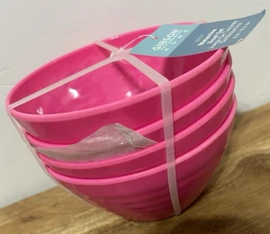 Gibson Home Set Of 4 Pink Melamine Bowls 6” NEW - Picture 1 of 3