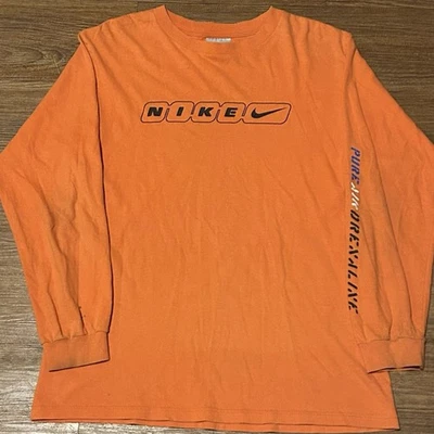 Vintage Nike Air Orange Long Sleeve Shirt Silver Tag Youth Large 14-16 - Image 1 of 4