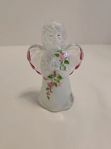Fenton Angel Gemstone Cross Iridescent Glass Figurine Handpainted Signed - Picture 1 of 6