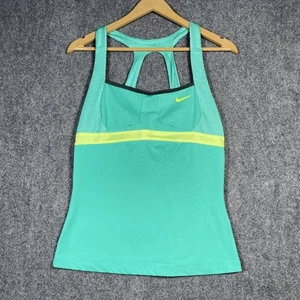Nike Dri-FIT Racerback Athletic Tank Top Medium Turquoise Yellow Mesh Sportswear - Picture 1 of 6