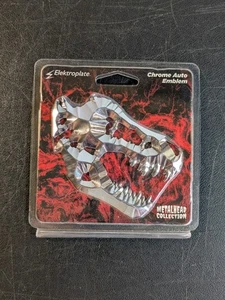 Elektroplate Chrome T Rex Jurassic Park Dinosaur Auto Emblem 2.5" X 3.8" NEW  - Picture 1 of 9