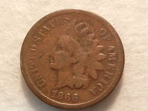 1866 indian head cent old copper US coin - Picture 1 of 2