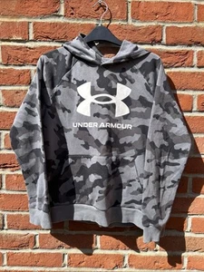 Boys UNDER ARMOUR Black Grey Camo Hoodie Large 12-13 Years - Picture 1 of 4