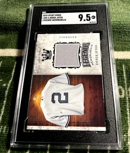 2018 SPORT KINGS SGC 9.5 LEGENDS MEMORABILIA DEREK JETER GAME USED LSM6 - Picture 1 of 3