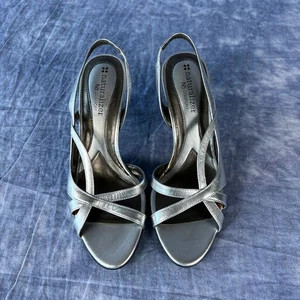 Naturalizer N5 Comfort Prissy Cosmic Silver Slingback Open Toe Sandals Size 6 M - Picture 1 of 5
