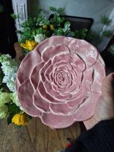 Maison Decor Pink Flower Rose Floral 3D Spring Ceramic plate bowl trinket dish - Picture 1 of 8
