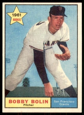 1961 Topps #449 Bobby Bolin radiocontrol novato San Francisco Giants Foto 1 de 2