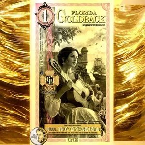 LOTE 50 X 1 BILLETE FLORIDA ALPHA GOLDBACK AURUM LÁMINA ORO 24K BU 1/1000 OZ - Imagen 1 de 5