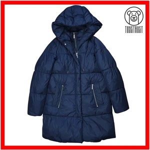 Michael Kors Womens Quilted Puffer Jacket Coat Small S Winter Hooded Navy Blue - Picture 1 of 18