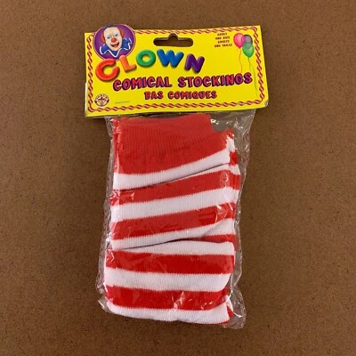 Forum Adult One Size Red White Striped Knee High Clown Socks 1 Pair NWT - Image 1 of 4