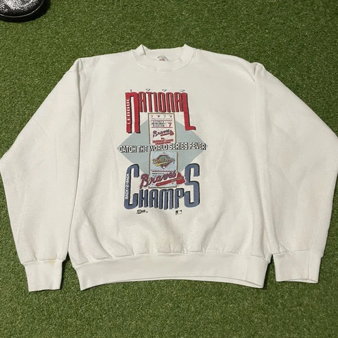 Vintage 1992 Atlanta Braves Sweatshirt XL 90s World Series Pullover NL Champs Cover