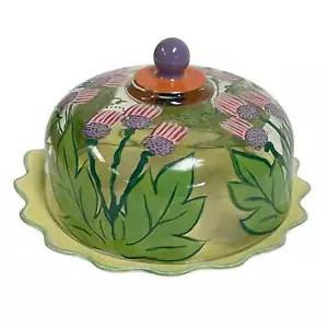 Fioriware & Jardinware Painted Glass Dome & Plate 13.5" Cake Holder - Picture 1 of 1