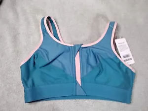 Syrokan Womens Sport Bra Size 34B Blue Racerback front zip closure high impact - Picture 1 of 12
