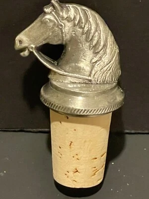 Tapón de vino cabeza de caballo vintage de peltre WTU corcho nuevo sin caja Foto 1 de 4